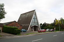 One of the earliest English A-shape churches, the Yaddlethorpe Methodist Church, built in 1967 Yaddlethorpe Methodist Church - geograph.org.uk - 181813.jpg