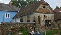 Čeština: Bývalá synagoga v obci Zalužany, okres Příbram, Středočeský kraj. English: Former synagogue in the village of Zalužany, Central Bohemian Region, Czech Republic.