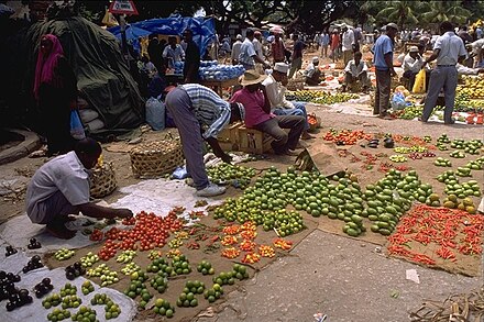 Produce vendors at a market