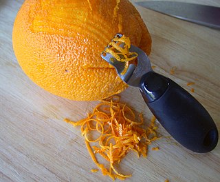 Zest (ingredient) Scraped skin of citrus fruit