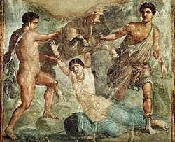 Смерть Дирки, античная фреска из Помпей.