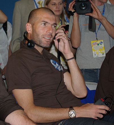 Zidane at the Danone Nations Cup, 2008. A football tournament involving 2.5 million children from over 11,000 clubs from around the globe, Zidane is its ambassador.