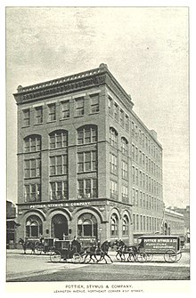 Pottier & Stymus factory building on Lexington Avenue in New York City (King1893NYC) pg861 POTTIER, STYMUS & COMPANY. LEXINGTON AVENUE, NORTHEAST CORNER 41ST STREET.jpg
