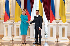 ウクライナのウォロディミル・ゼレンスキー大統領と（2019年9月16日）