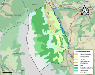 Barevná mapa znázorňující využití půdy.