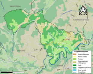 Kolorowa mapa przedstawiająca użytkowanie gruntów.