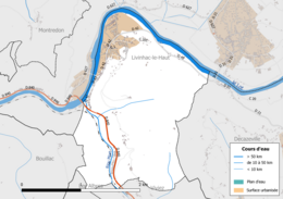 Mappa a colori che mostra la rete idrografica del comune