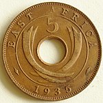 پشت سکه پنج سنتی به یادبود سال ۱۹۳۵