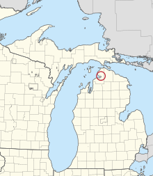Location of the Little Traverse Bay Indian Reservation in Michigan 1963R Little Traverse Bay Reservation Locator Map.svg