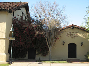 The present-day Mission façade