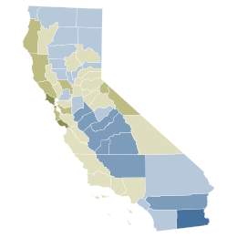 2008 California Proposition 4 resultat karta efter county.svg