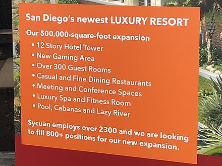 Notice board displayed by Sycuan Casino