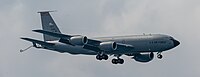 A KC-135R Stratotanker, tail number 62-3565, on final approach at Kadena Air Base in Okinawa, Japan in March 2020. It is assigned to the 909th Air Refueling Squadron at Kadena AB.