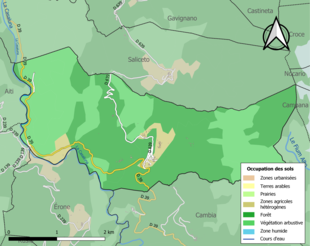 Barevná mapa znázorňující využití půdy.