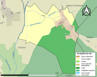 Mapa de colores que muestra el uso de la tierra.