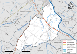 Réseaux hydrographique et routier de Villematier.