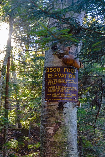 File:3500-foot sign on West Kill Mountain, Spruceton, NY.jpg