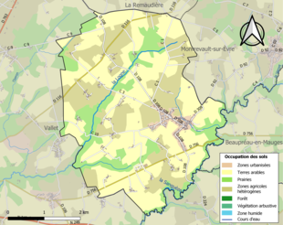 Barevná mapa znázorňující využití půdy.