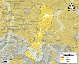 Carte des zones d'aléa retrait-gonflement des sols argileux de Lanne-en-Barétous.