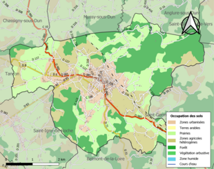 Barevná mapa znázorňující využití půdy.