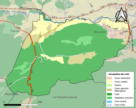 Carte en couleurs présentant l'occupation des sols.