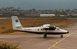 Twin engine passenger aircraft on the ground