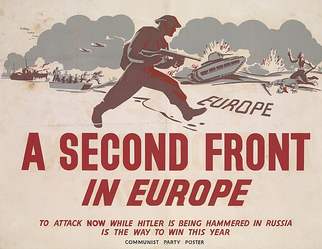 CPGB poster supporting the British war effort against Nazi Germany during WWII