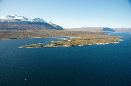 The Áhkká massif seen across Áhkkájávrre, September