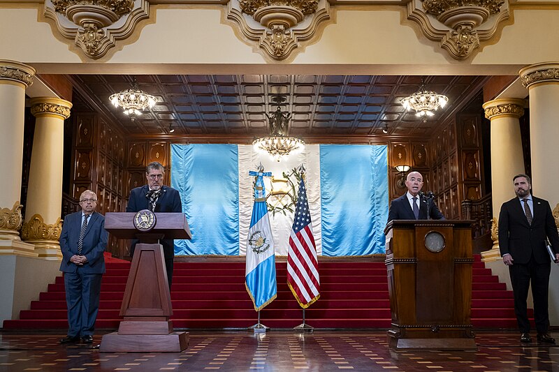 File:Alejandro Mayorkas of the Department of Homeland Security visits Guatemala City on March 20, 2024 - DHS Secretary Alejandro Mayorkas Holds a Press Conference with the President of Guatemala (53602209507).jpg