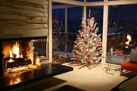 An aluminum Christmas tree on display in Washington state