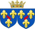 1er juin 1673: Louise-Françoise de Bourbon 150px-Arms_of_Louise_Fran%C3%A7oise_de_Bourbon%2C_L%C3%A9gitim%C3%A9e_de_France_%28known_as_the_Duchess_of_Bourbon%29_as_Princess_of_Cond%C3%A9.svg