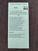 Ballot papers for the 2022 Andalusian parliamentary election - Cádiz - IMG 20220814 122125.jpg