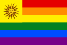 Unofficial flag of the Uruguayan LGBT community Bandera gay Uruguay.svg