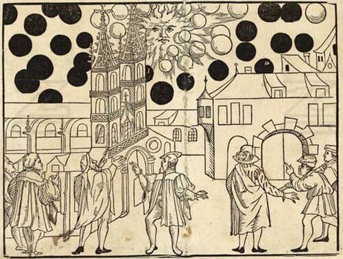 The celestial phenomenon over Basel in 1566.