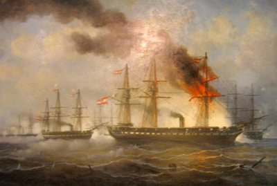 Battle of Heligoland in 1864 by Josef Carl Barthold Puettner