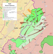 Frontlines in the Qalamoun Mountains in April 2014
Syrian Government control
Opposition control
Hezbollah Presence
Contested Battle of Qalamoun.svg