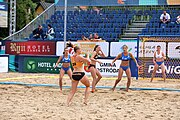 Deutsch: Beachhandball Europameisterschaften 2019 (Beach handball Euro); Tag 6: 7. Juli 2019 – Spiel um Platz Drei, Frauen, Kroatien-Niederlande 0:2 (14:23, 20:22) English: Beach handball Euro; Day 6: 7 July 2019 – Women's Bronze Medal Match – Croatia-Netherlands 0:2 (14:23, 20:22)