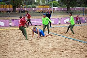 Deutsch: Beachhandball bei den Olympischen Jugendspielen 2018; Tag 6, 11. Oktober 2018; Jungen, Platzierungsrunde - Venezuela-Italien 2:0 English: Beach handball at the 2018 Summer Youth Olympics at 11 October 2018 – Boys Consolation Round – Venezuela-Italy 2:0