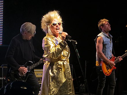 Chris Stein, Debbie Harry, and Tommy Kessler perform at the Mountain Winery in Saratoga, California in 2012