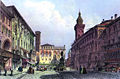 The Piazza Maggiore (main square) in Bologna, around 1855