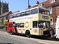 Preserved Brighton & Hove 270 (JWV 270W), a Bristol VR/ECW in the High Street, Carisbrooke, Isle of Wight on private hire for a wedding.