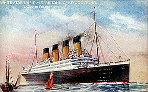 Tarxeta promocional da construción do RMS Britannic.