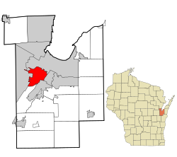 Location in Brown County and the state of وسکونسن.