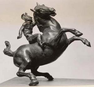 Budapest Rearing Horse and Mounted Warrior, right side, by E.C.Rae.png