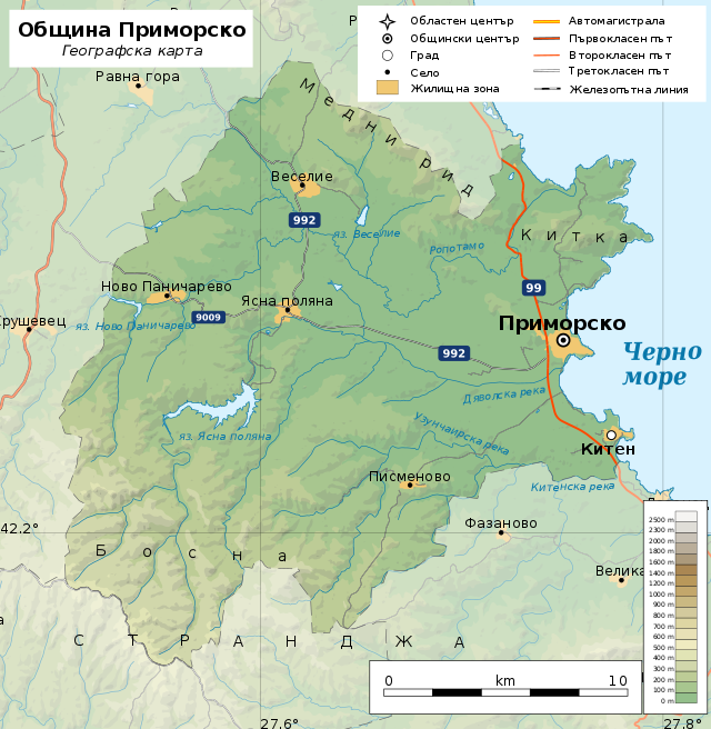 Община Приморско на карте
