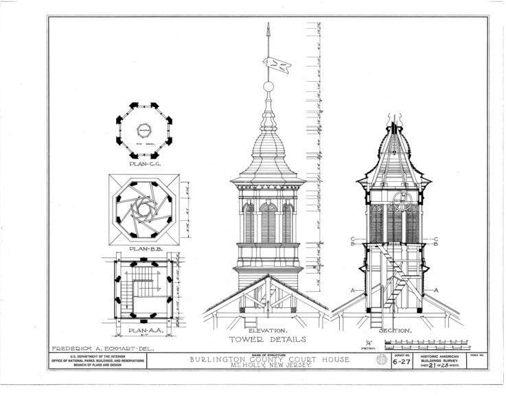 File:Burlington County Courthouse, High Street, Mount Holly, Burlington County, NJ HABS NJ,3-MOUHO,1- (sheet 21 of 28).tif