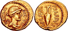 C. Julius Cæsar og L. Munatius Plancus, aureus, 45 f.Kr., RRC 475-1a.jpg