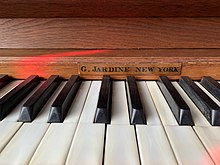Nameplate Jardine Tracker Organ, 1855. Christ Church, Bethlehem, CT. Taken in 2020 CCBeth Jardine Organ Nameplate.jpg