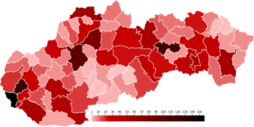 Szlovákia fertőzöttsége