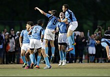 The CSS boys rugby team celebrates one victory at the 2013 PSAL conference championship CSS Boys Rugby.jpg